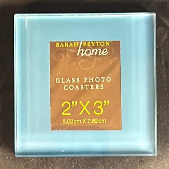VTG Sarah Payton 2010 4 Colorful Solid Glass Photo Coasters w/Black Wood Holder - Picture 9 of 12